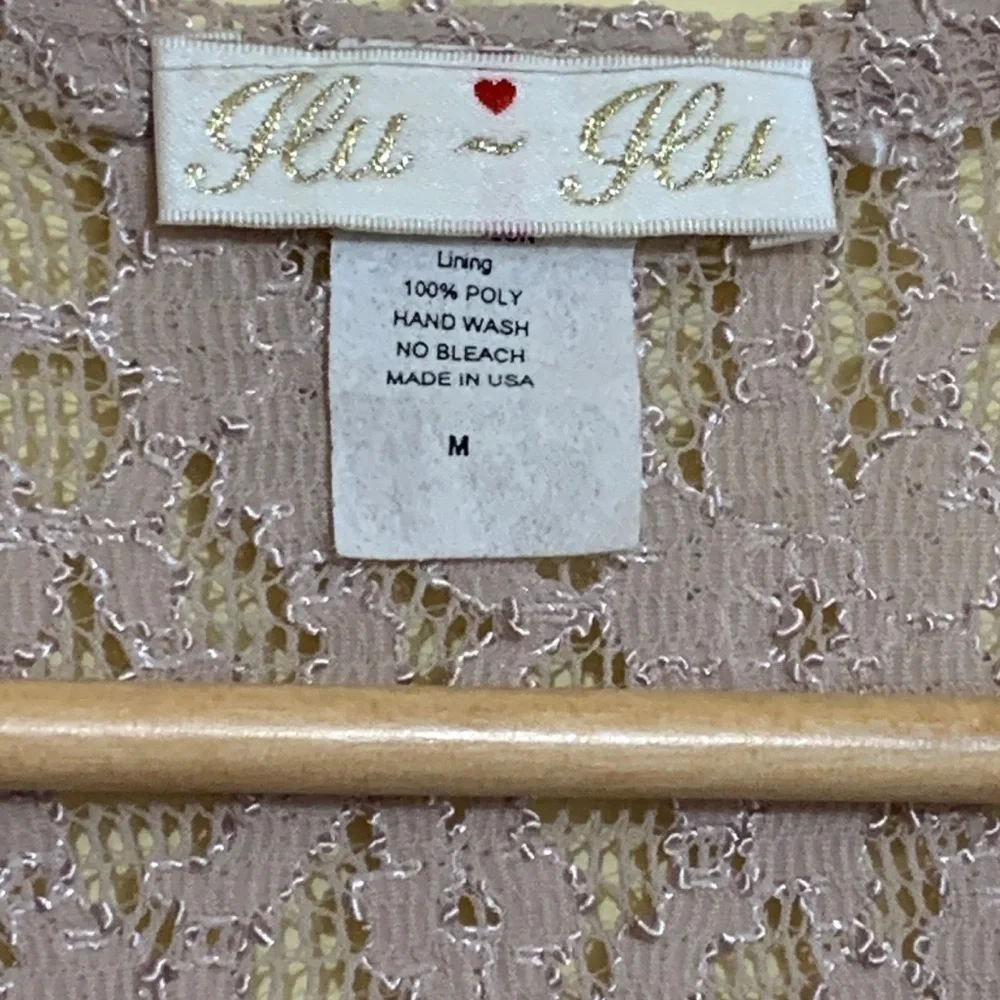 Glu-Glu || Tan Nude Embroidered Floral Lace Sheer Long Sleeve Stretch Top M - Picture 5 of 13